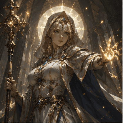 Solaris, Sacerdotisa Solar — carta lendária da Forja Lumen
